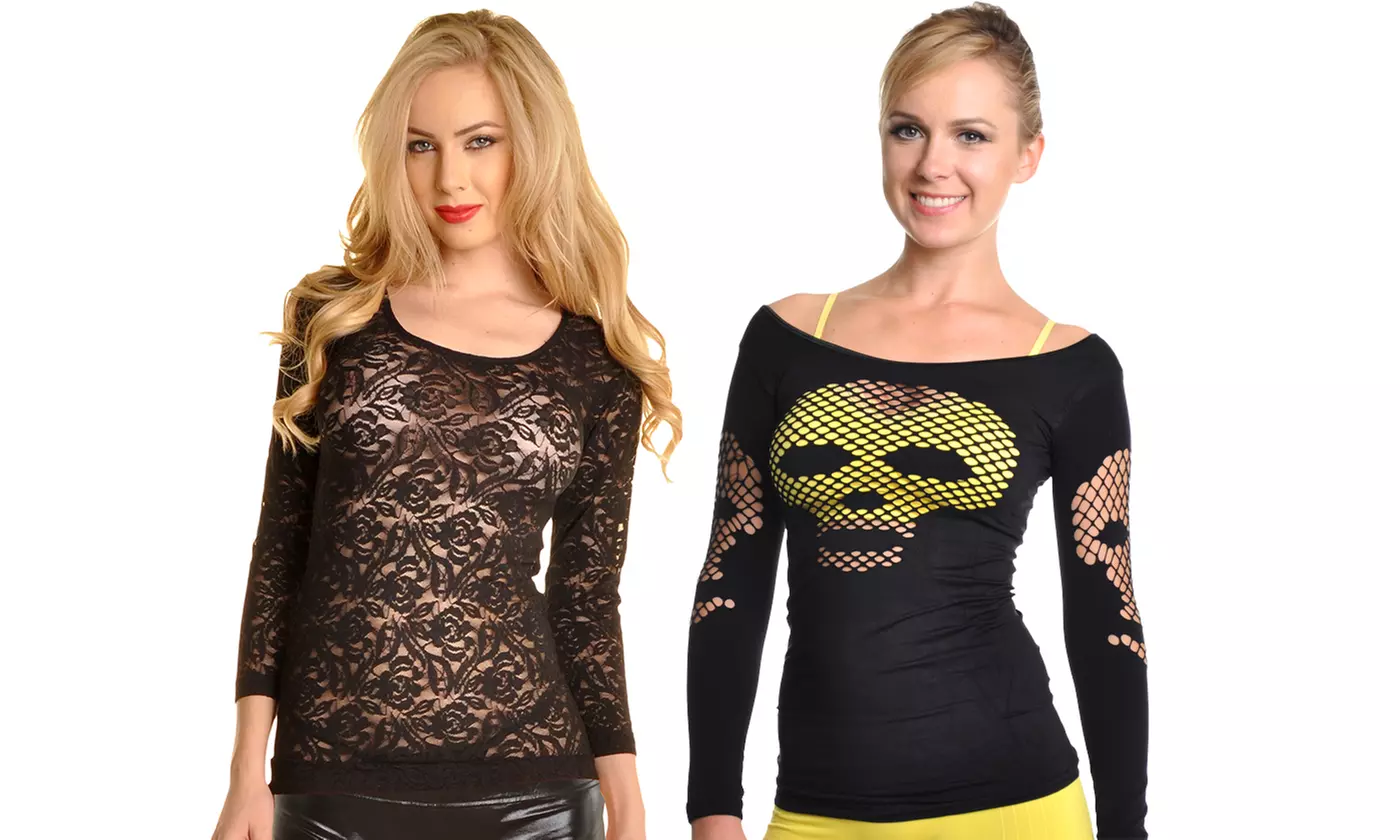 Angelina Women's One Size 3/4 Sleeve Patterned Festival Top - Primary Image