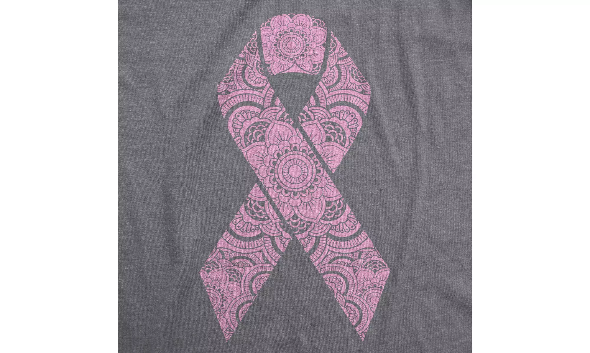 Womens Floral Breast Cancer Ribbon Awareness Survivor T shirt - Second Medium