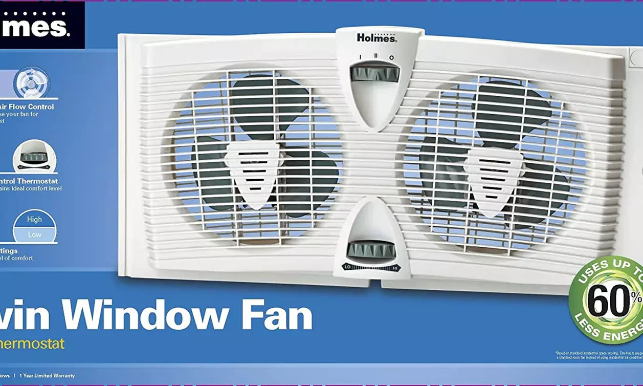 Holmes Dual Blade Twin Window Fan with Two Speed Settings, White - Second Medium