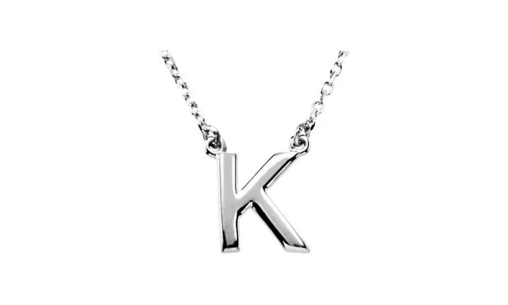 Parisjewelry White Gold Plaed Letter K Block Initial 16 Necklace