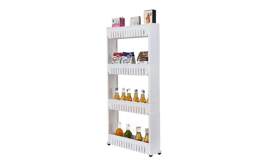 4-Tier Plastic Storage Shelf Rack White | Groupon