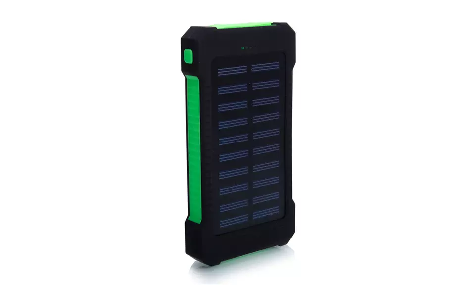 12,000mAh Portable Power Bank with Solar Panel and Dual USB Ports - Primary Image