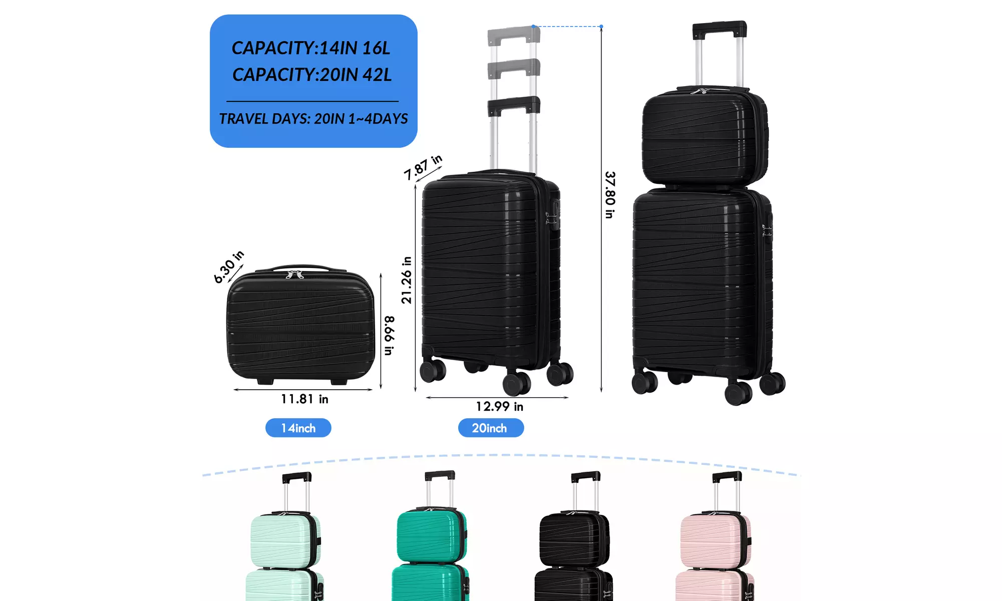Dual Spinner Hard-Sided Carry-On Two-Piece Luggage Set