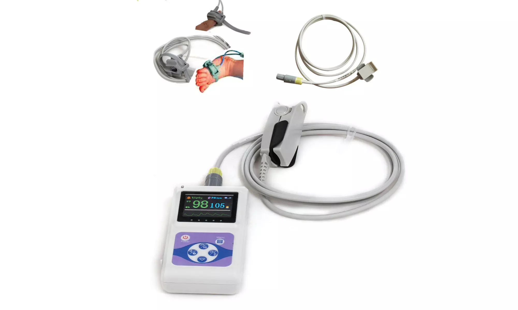Color Screen Portable Handheld Pulse Oximeter,neo,infant,adult probe - Primary Image