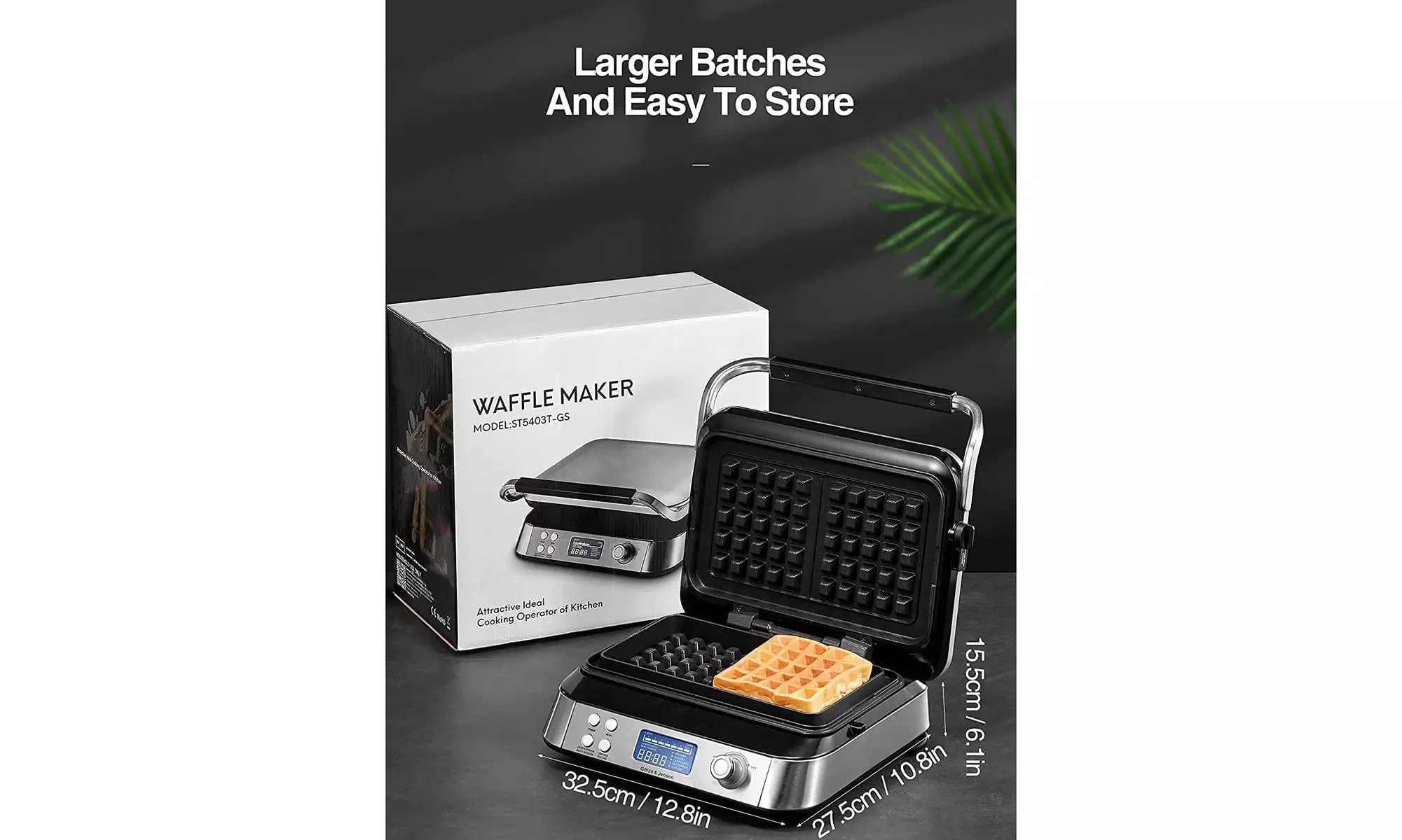 Waffle Maker Belgian 1600w Smart Pro Waffle Iron with LCD Display