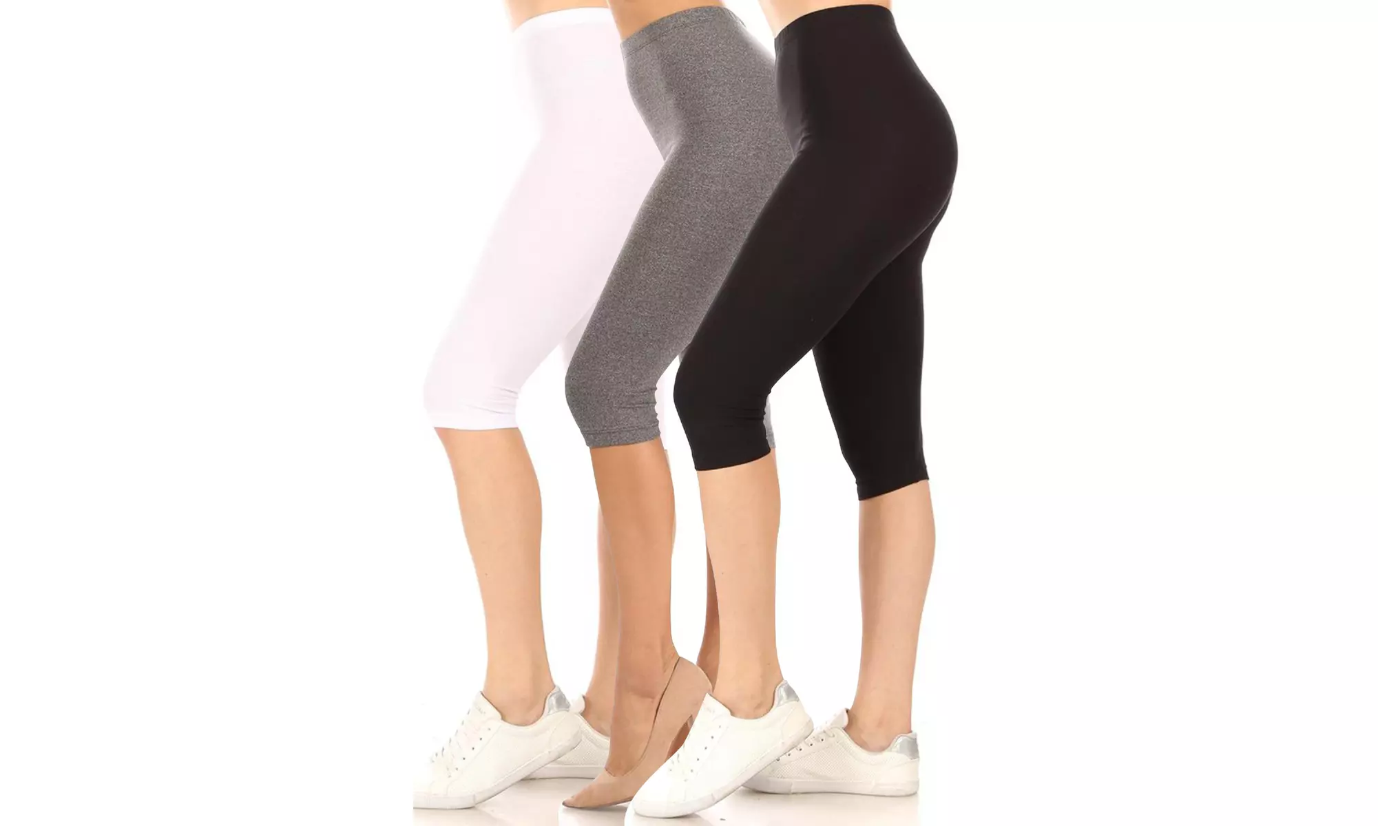Women's Casual Solid Slim Running Yoga Capri Leggings (Pack of 3)