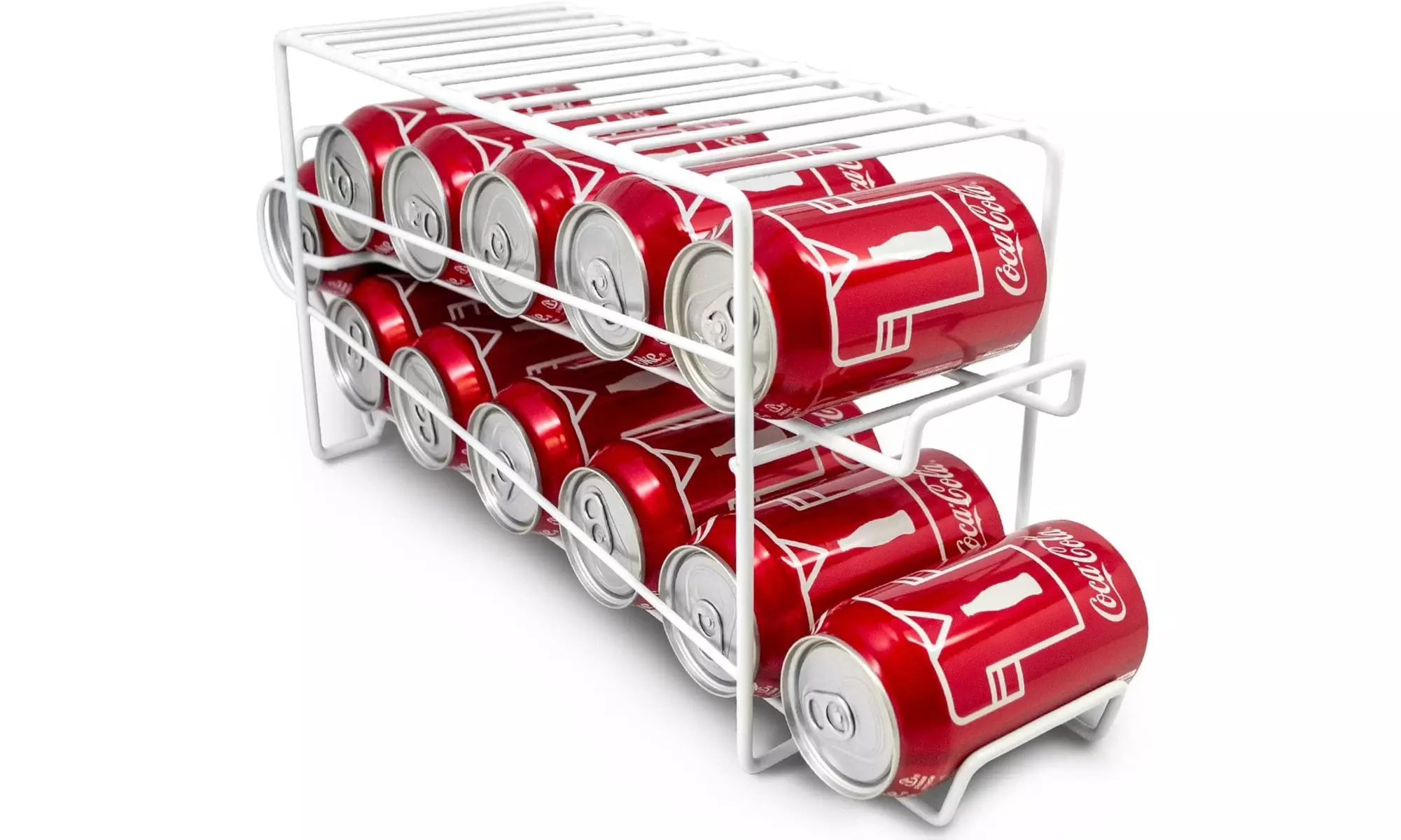Soda Can Beverage Dispenser Rack - Holds 12 Standard Size 12oz Soda Cans (White) - Primary Image
