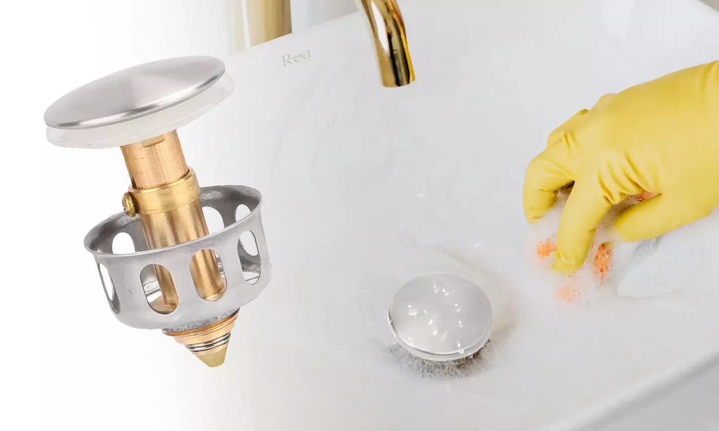 2Pcs Universal Sink Drain Strainer Wash Basin Bounce Pop up Drain Filter - Primary Image