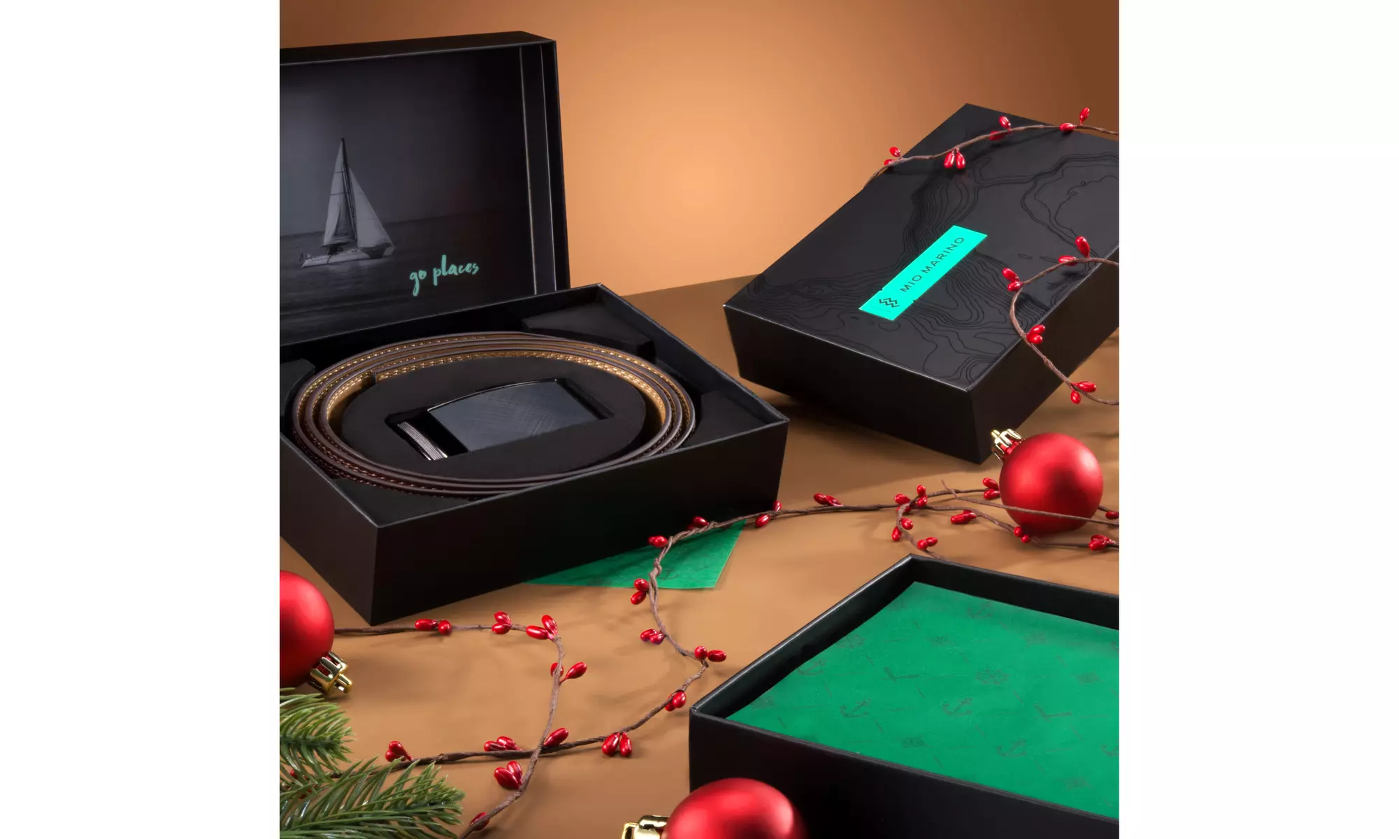 Mio Marino Men's Genuine Leather Dress Belt with LINXX Ratchet Buckle & Gift Box - Primary Image