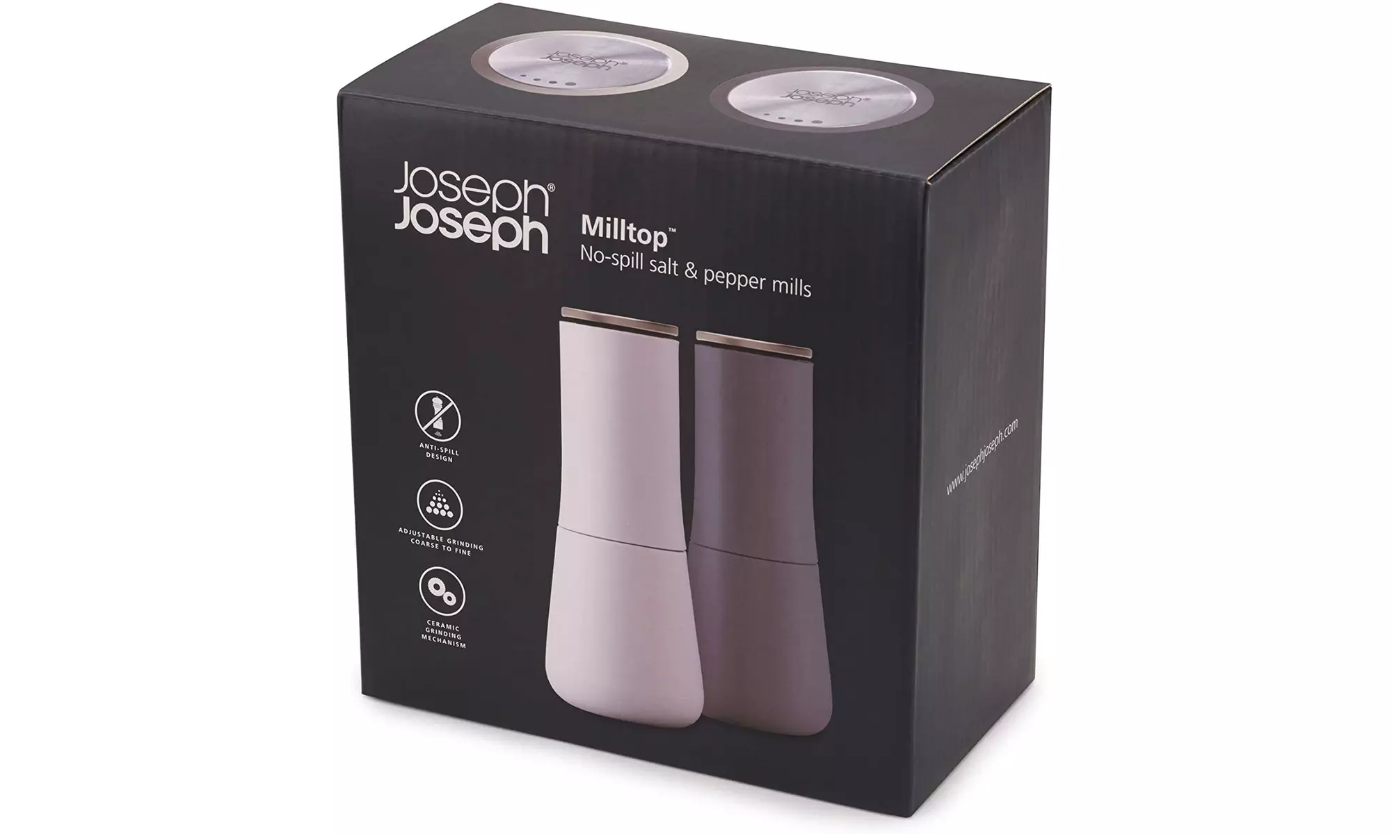 Joseph Joseph Salt and Pepper Grinder Set, Dark Gray/White, 2-piece - Second Medium