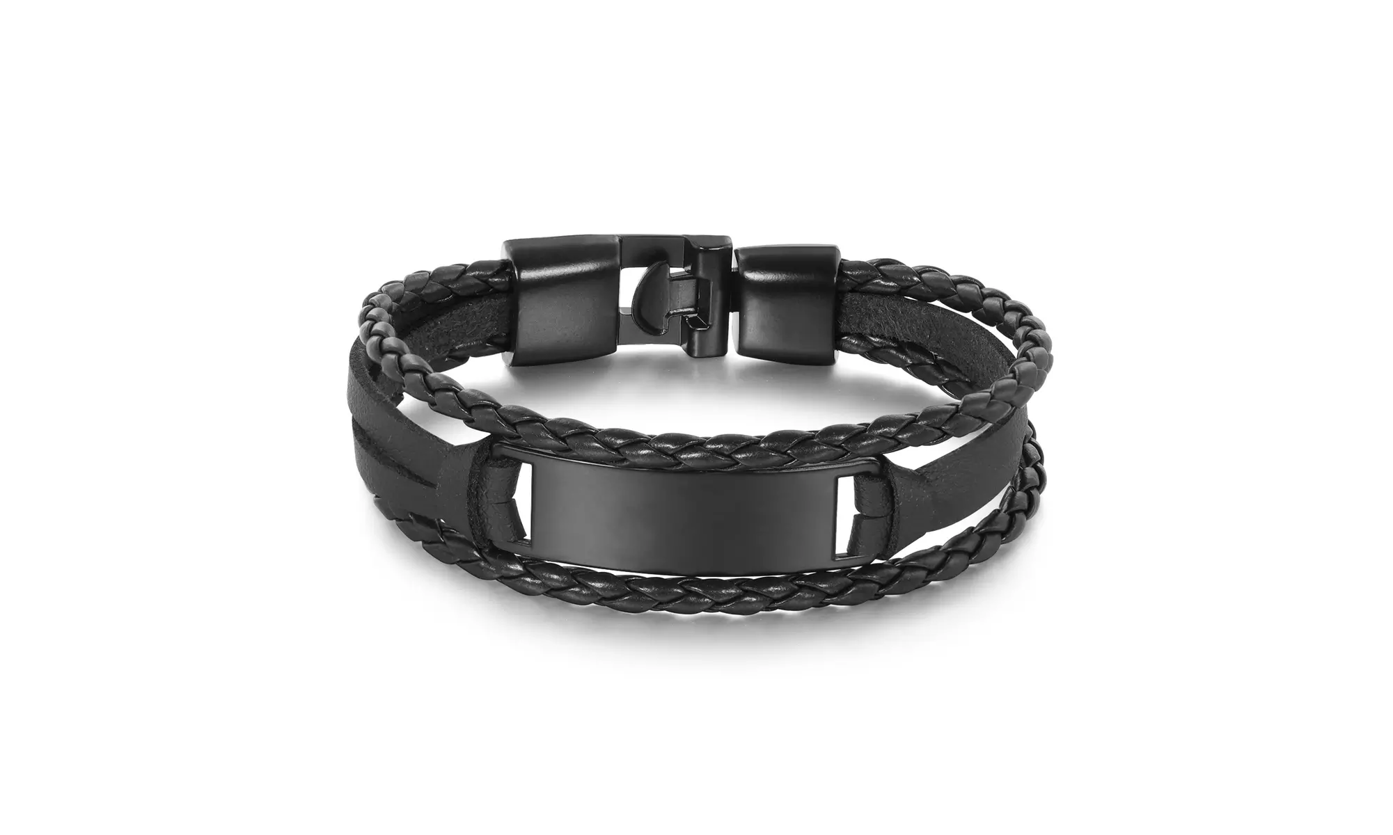 Men's Multi-Layer Stainless Steel & Leather Bracelet - Second Medium