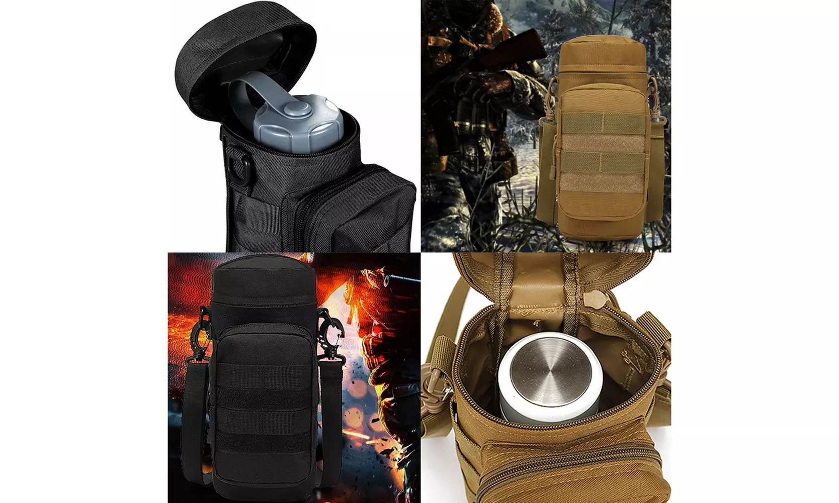 US 1-2 Pack Military Tactical Travel Bottle Kettle Pouch Carry Case Outdoor Bag