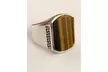 Solid 925 Sterling Silver Tiger's Eye Mens Signet Ring Size 7 - 13 - Second Medium