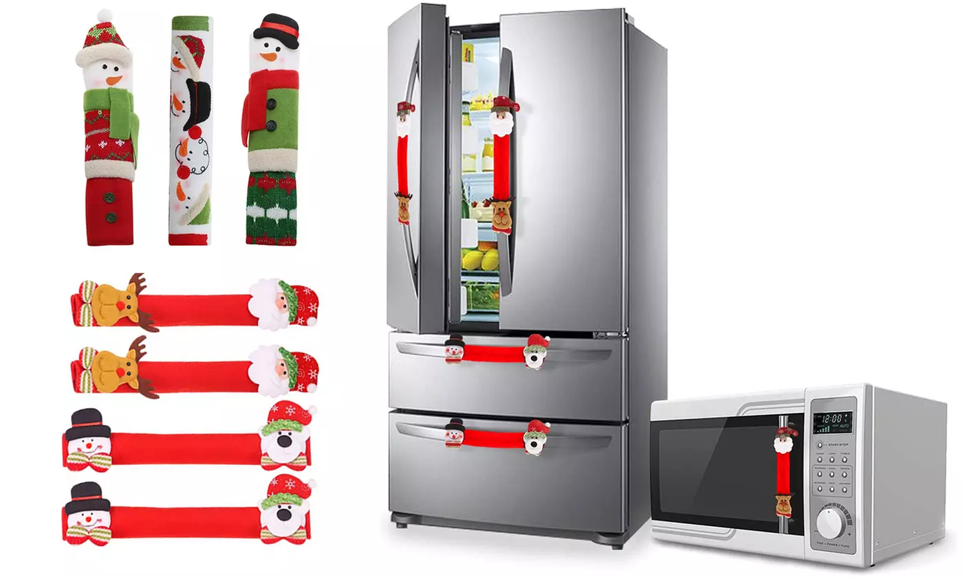 Christmas Fridge Door Handle Covers Set Protector Christmas Decorations - Primary Image