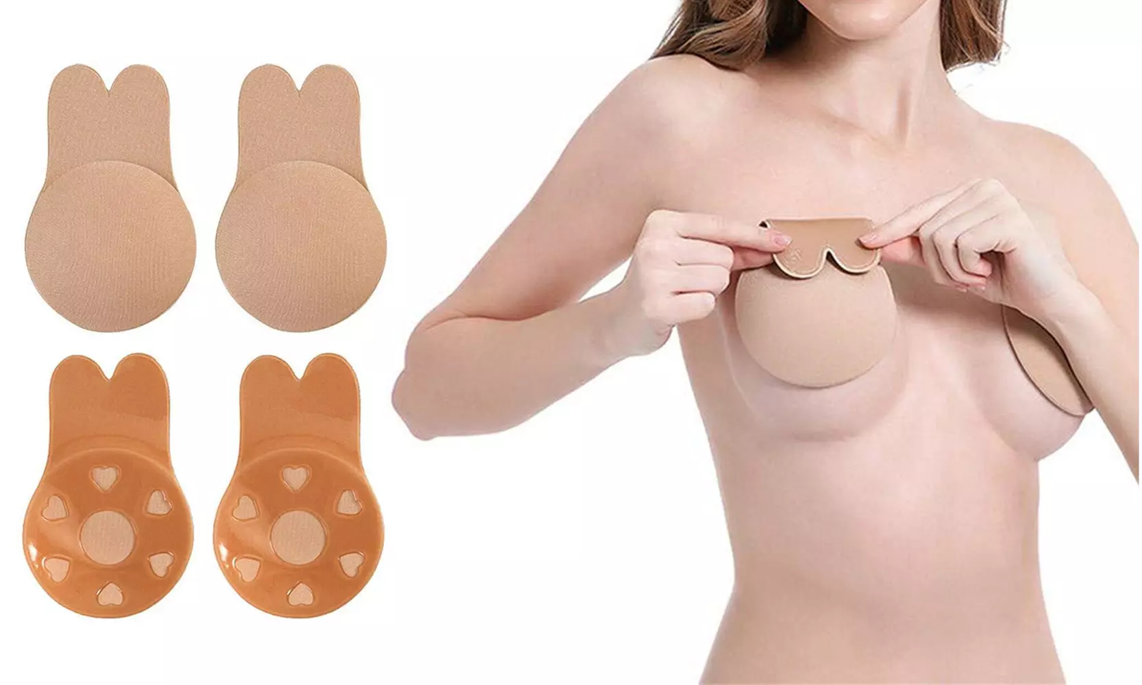 Rabbit Ear Invisible Adhesive Strapless Breathable Lifting Bra (2-Pairs) - Second Medium