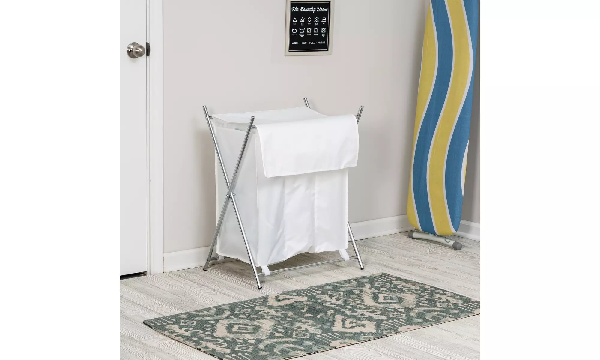 White 3-Compartment Folding Hamper - Image 5