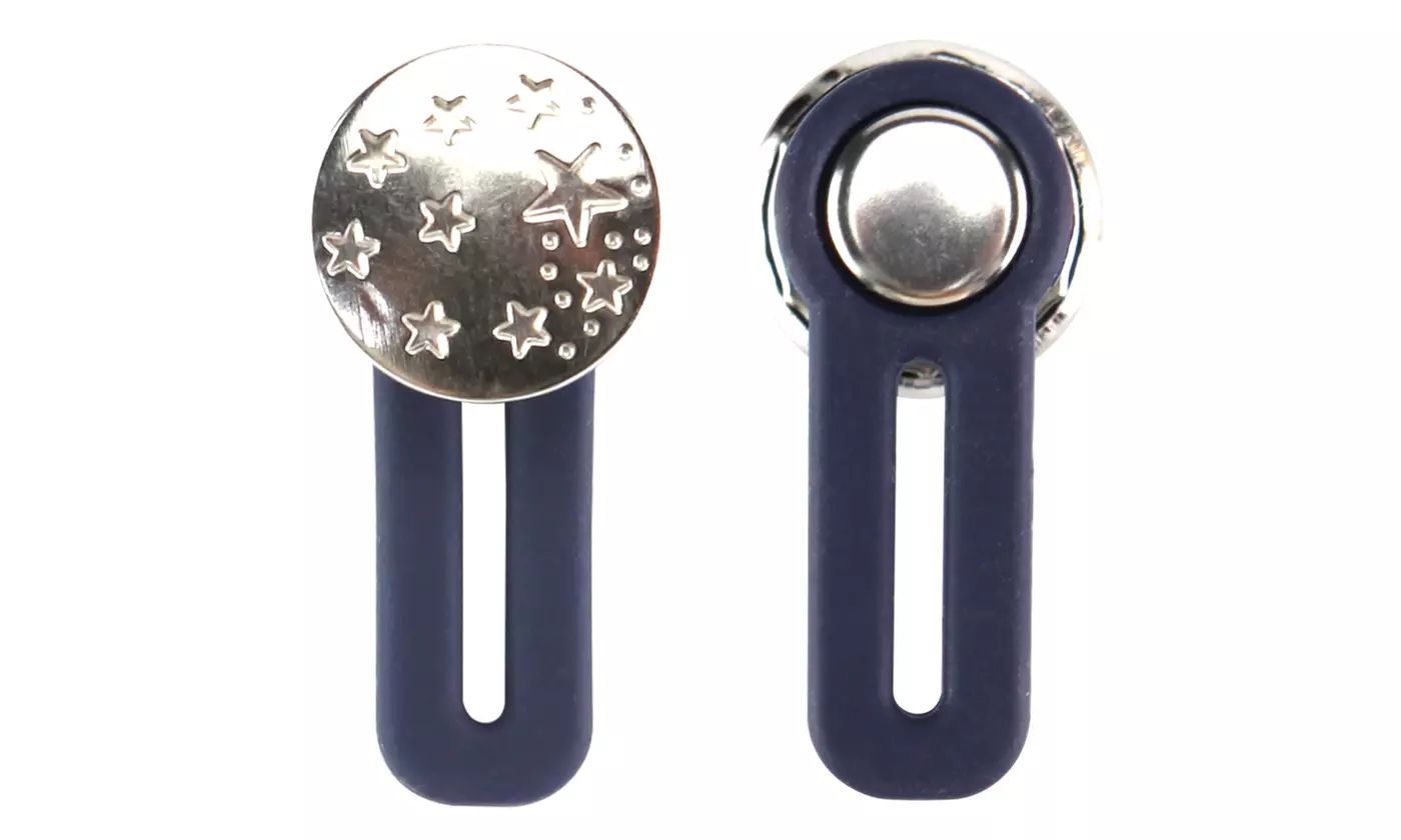 5 Pack No Sew Elastic Metal Jeans Retractable Button Pant Waistband Expander