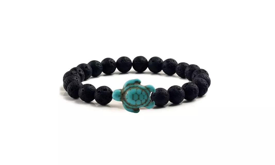 Summer Black Created Turquoise Sea Turtles Charm Bracelet - Primary Image