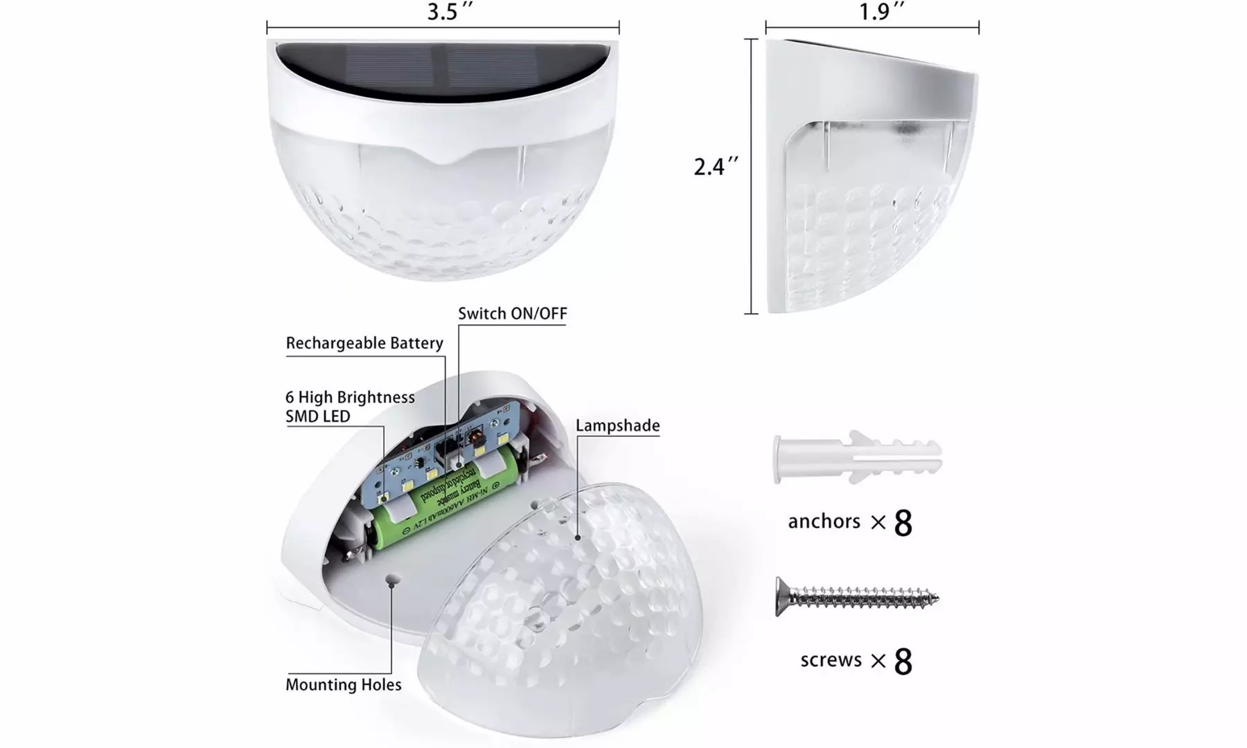 Outdoor Solar Light Solar Fence Post Lights LED Cool White Solar Deck Lights