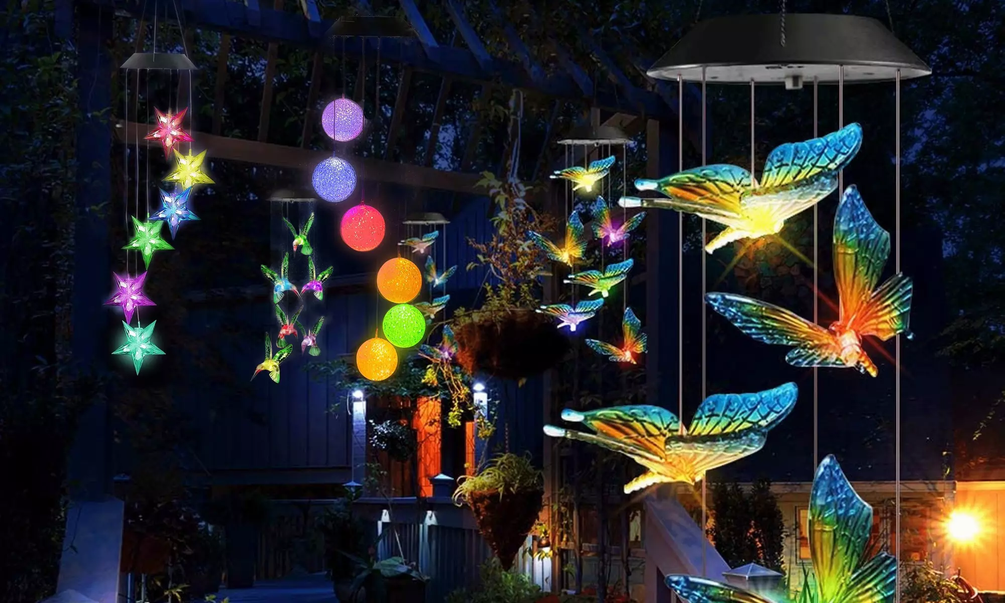 Solar Light Led Solar Wind Chimes Solar-Powered Mobile Hanging Patio Lights  - Primary Image