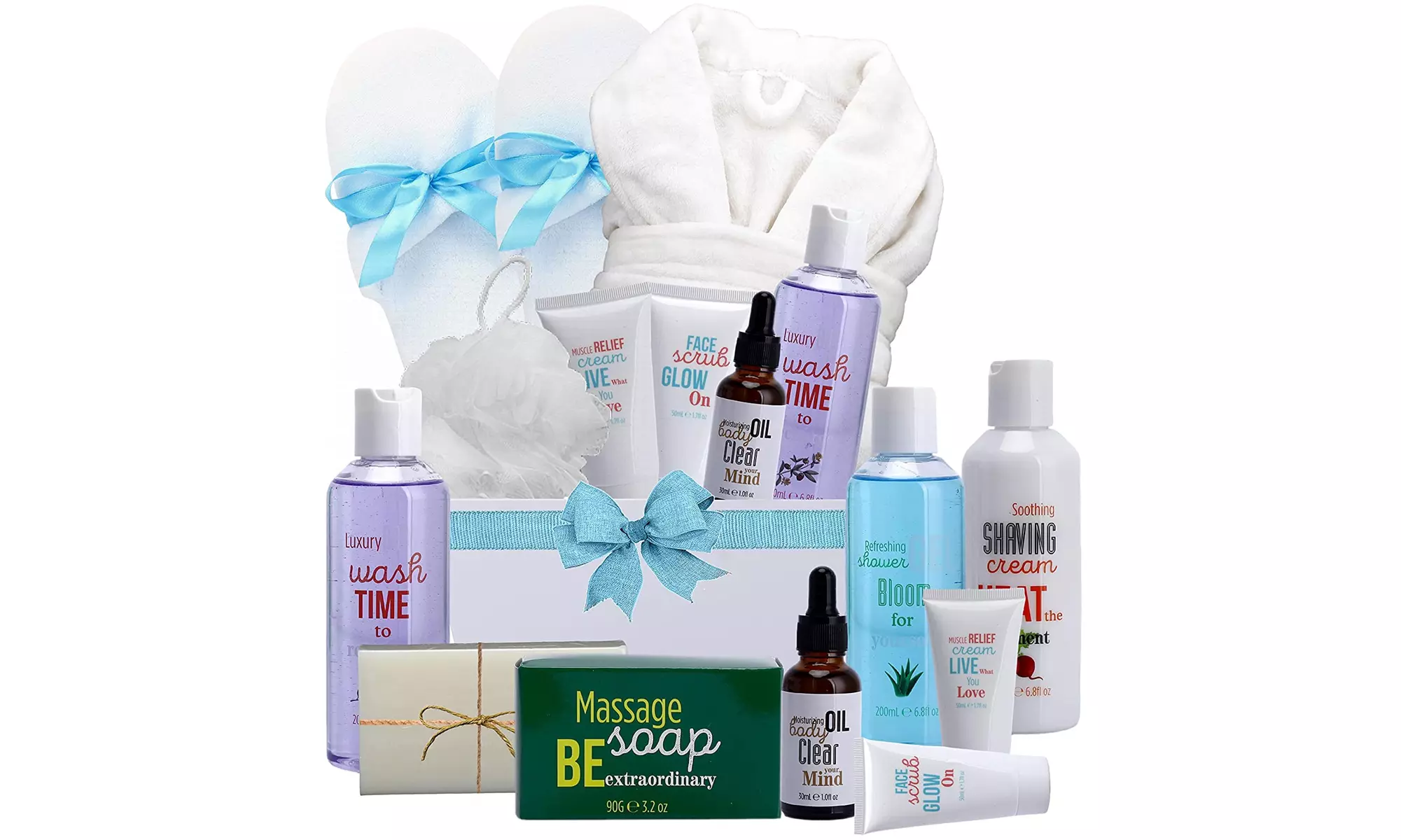 Luxe Bath Spa Gift Set Self Care with Bathrobe Rejuvenate Head to Toe - Primary Image