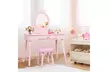 Kids Vanity Makeup Table & Chair Set Make Up Stool Play Set for Children Pink - Second Medium