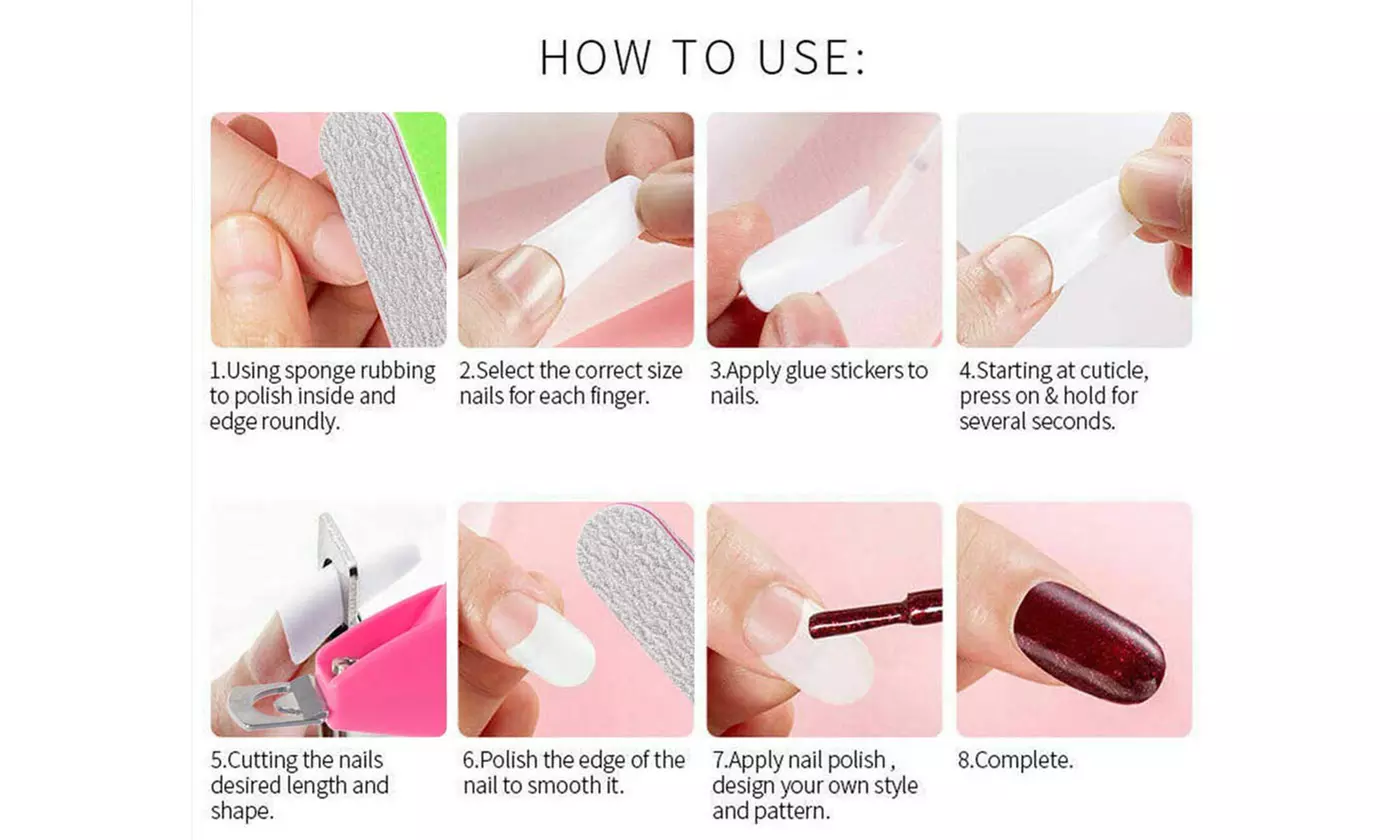 500pcs Lady French Acrylic Style Artificial False Nails Half Tips & Box