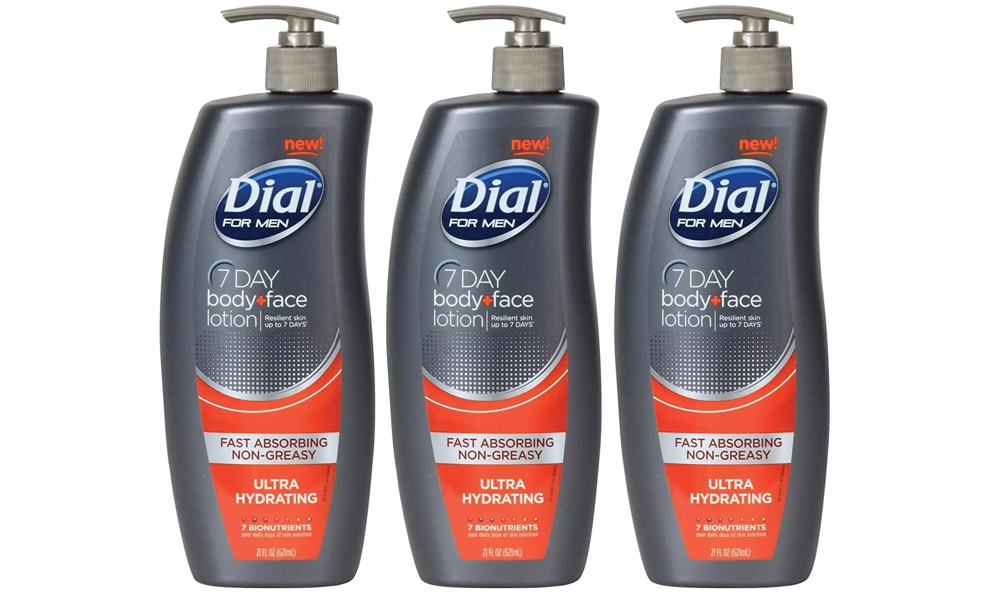 Dial Replenishing 7 Day Body and Face Lotion for Men, 21 oz, Pack of 3 - Primary Image
