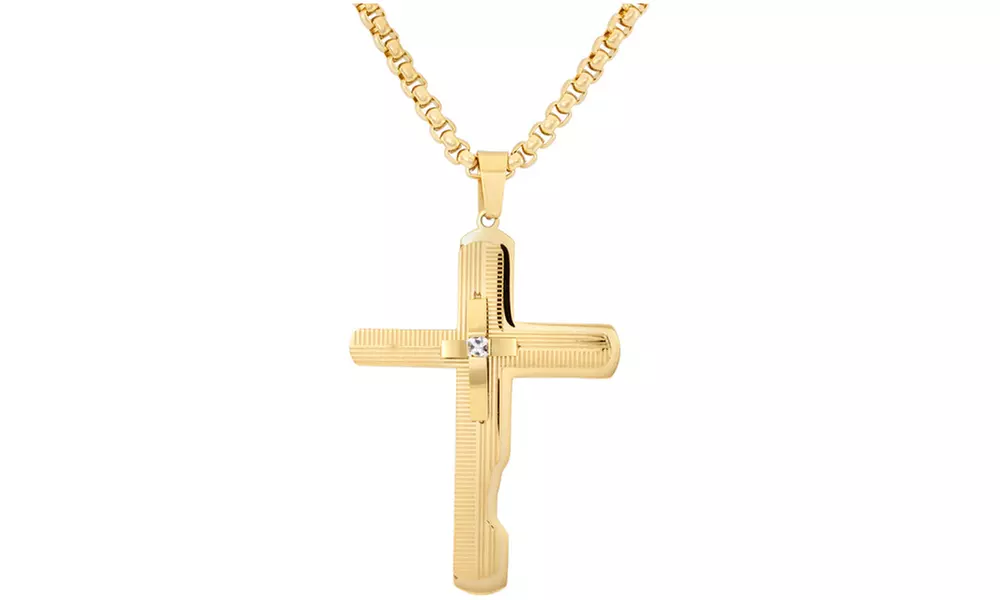 English Laundry Mens Rope Chain Necklace With Cross Pendant - Primary Image