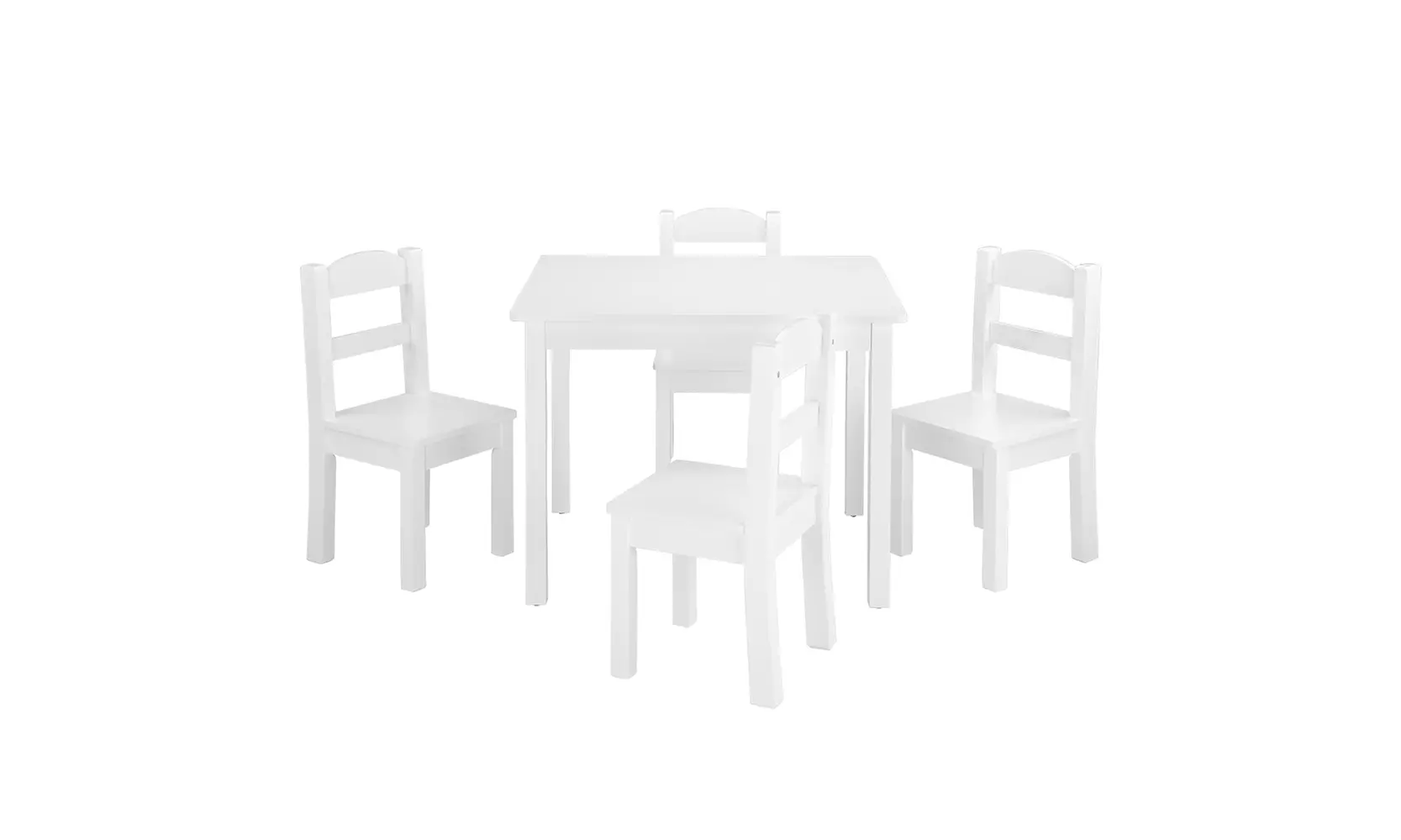 5 Pcs Wood Kids Furniture Set with 1 Craft Table & 4 Kids Chairs White - Primary Image