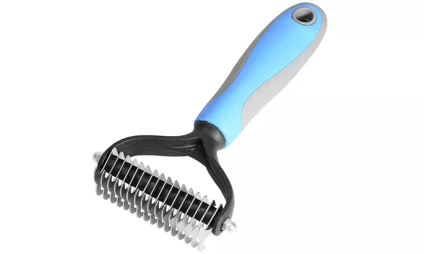 iMounTEK Double Sided Pet Coat Grooming Rake Dematting Comb Shedding Brush - Primary Image