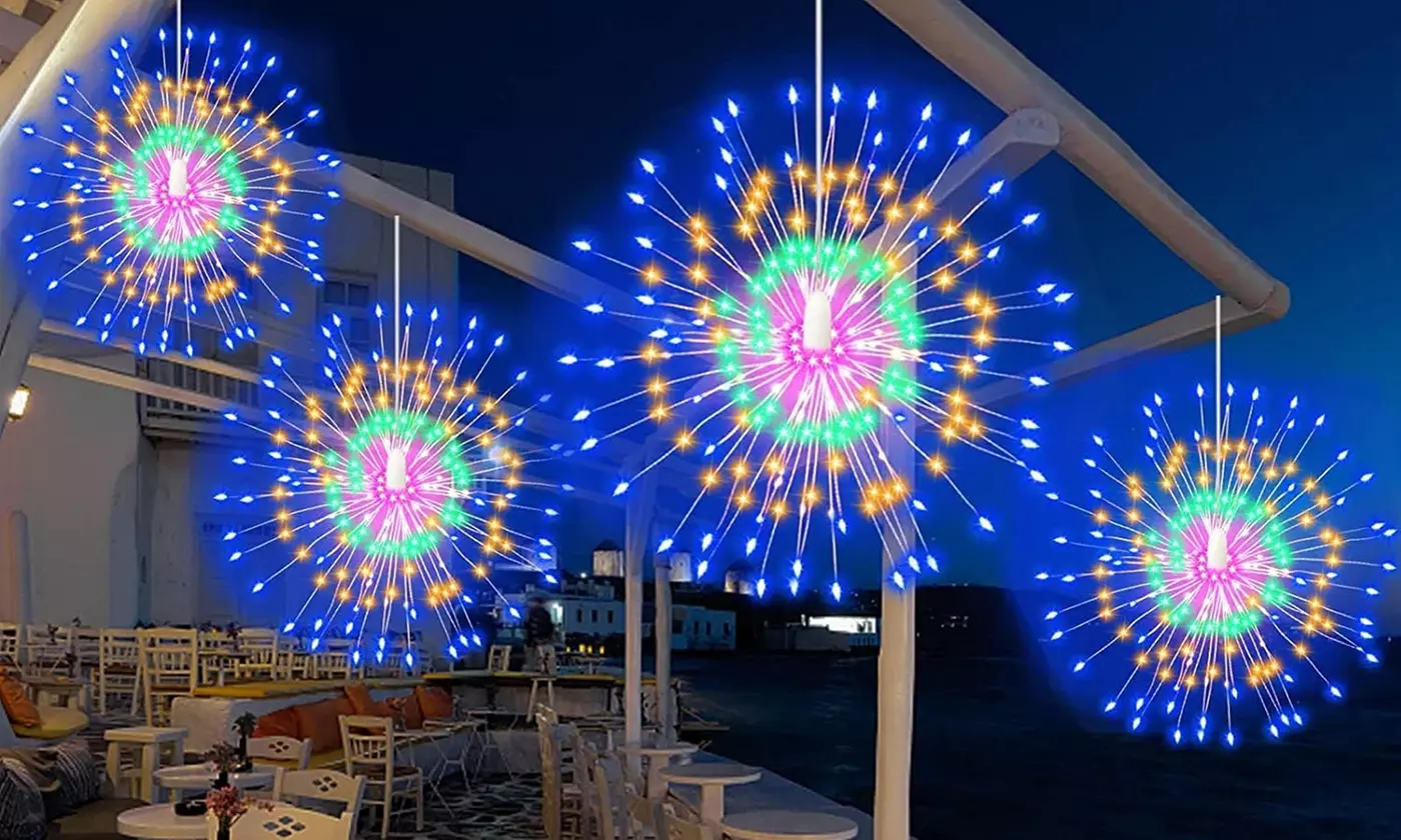 200 LED Starburst Lights Firework Lights Copper Wire Sphere Lights with Remote - Primary Image