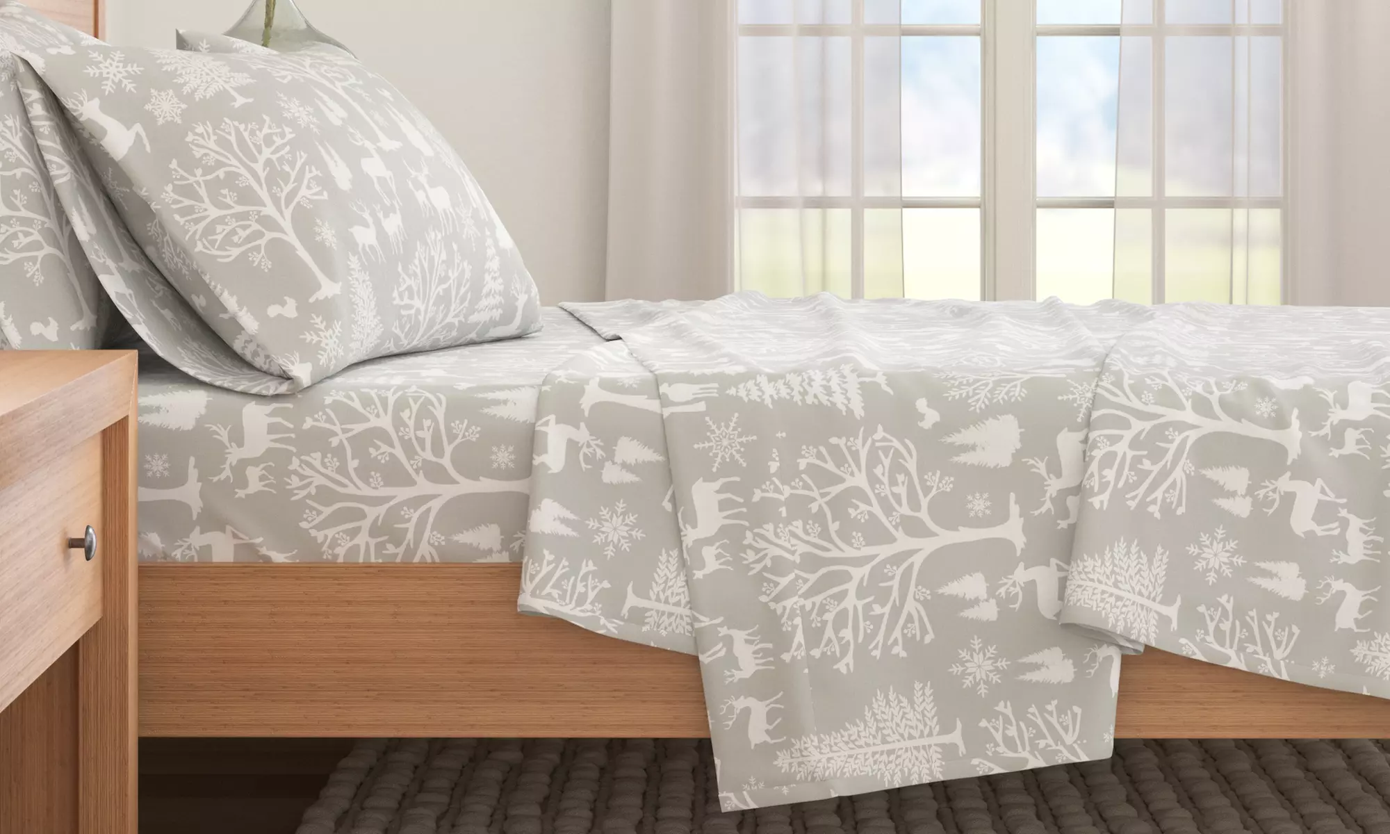Nature Print Turkish Cotton Flannel Sheet Set