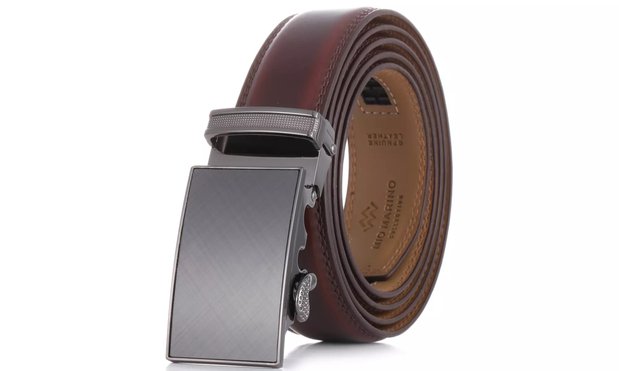 Mio Marino Men Genuine Leather Dress Belt With Automatic Ratchet Buckle