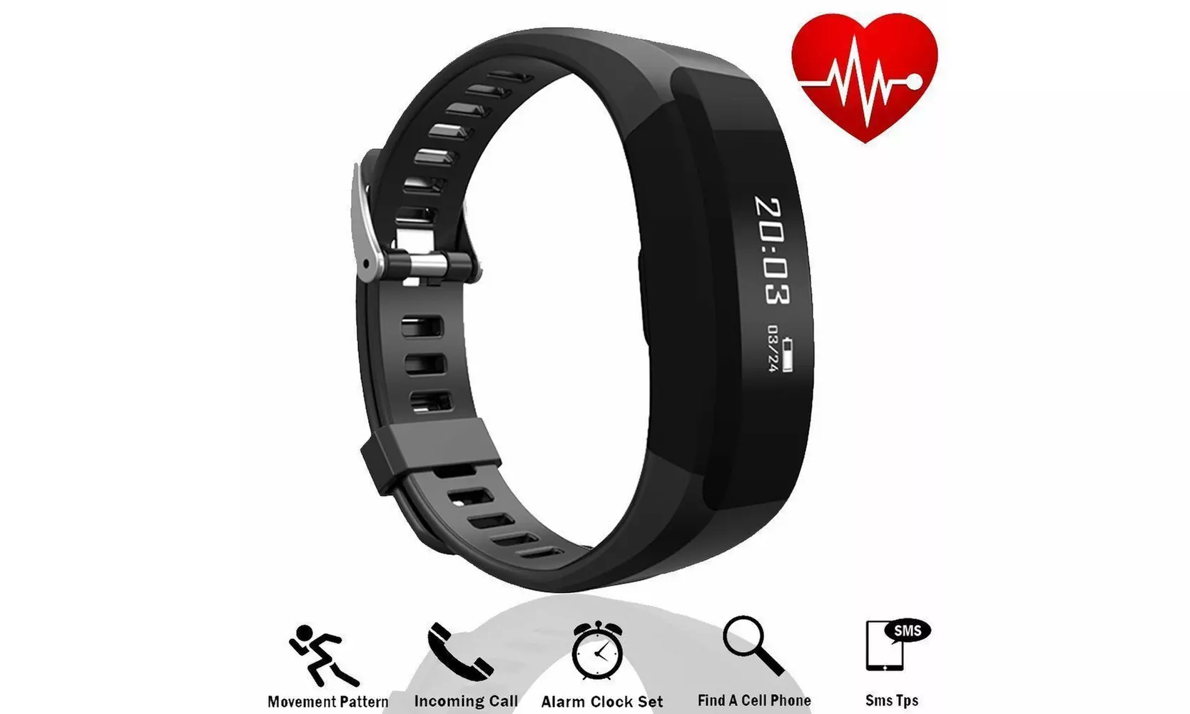Fitness Tracker Smart Watch Heart Rate Monitor Bluetooth Wireless Waterproof - Primary Image