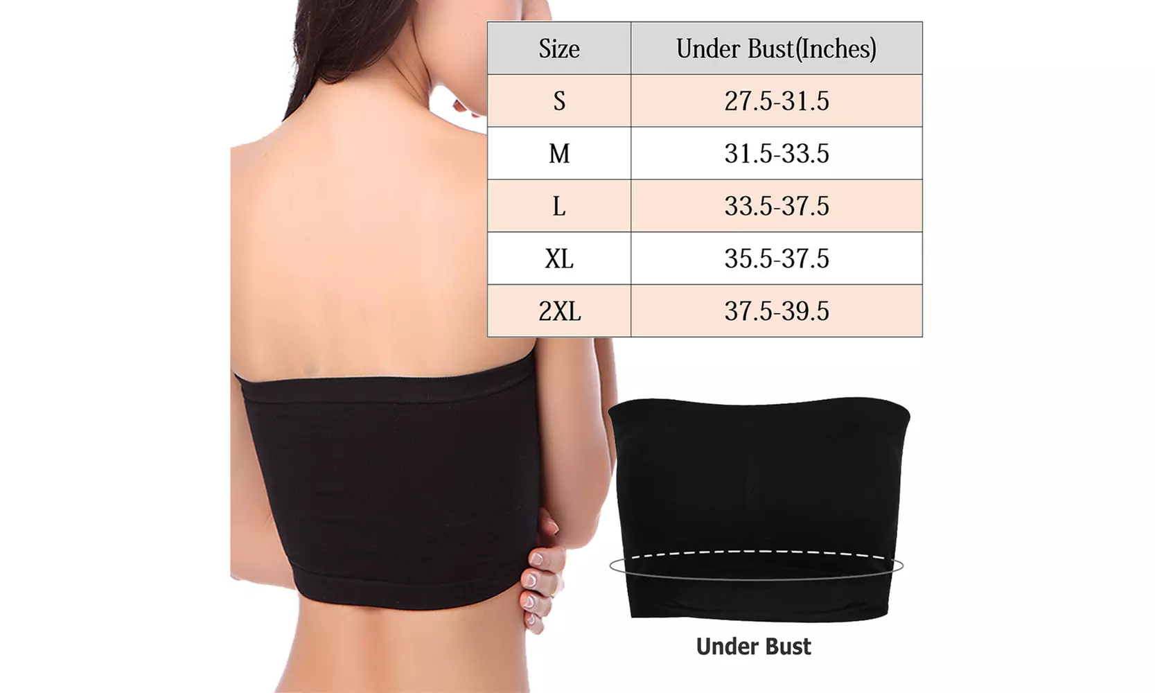 Women's Bandeau Bra Padded Strapless Bralette Soft Bra Seamless Bandeau Tube Top - Second Medium