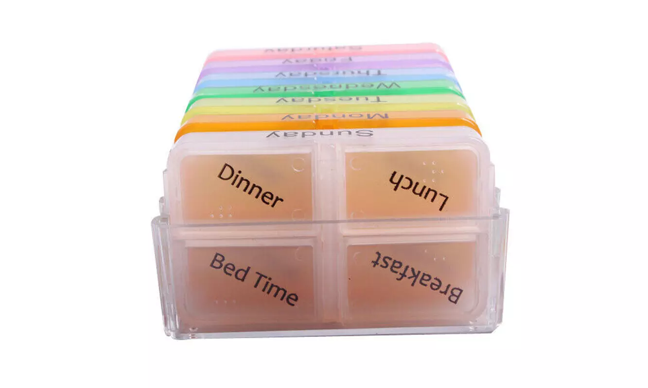 Portable Rainbow Pill Case 7 Days weekly Container Splitters - Second Medium
