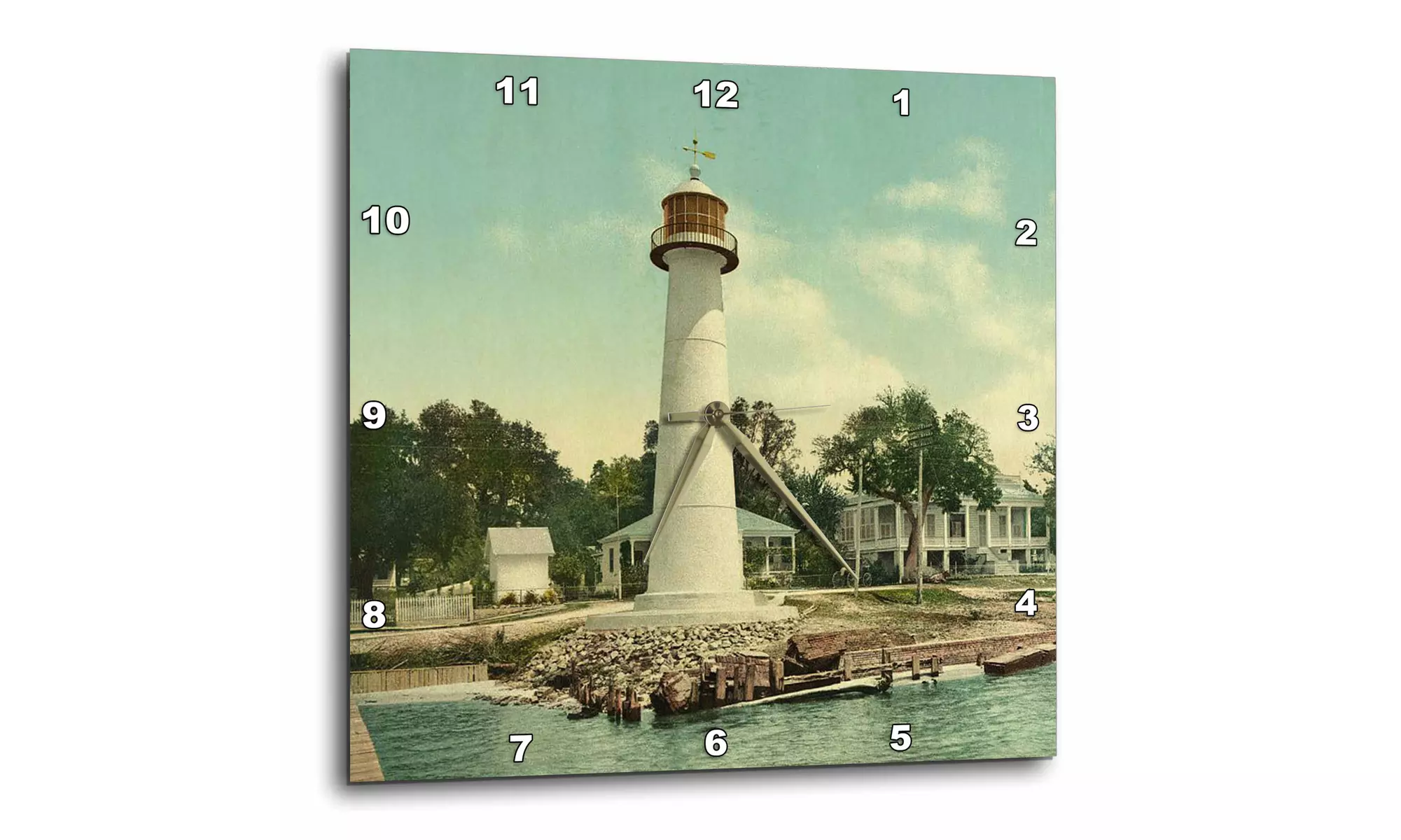  Wall Clock - Vintage 1901 Biloxi Lighthouse - Primary Image