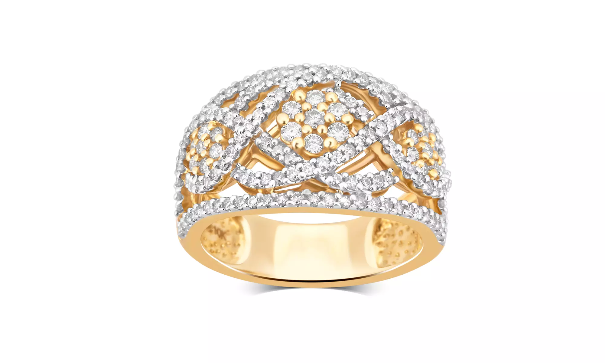 1 CTTW Round Diamond Woven Anniversary Ring in 10K Gold by Brilliant Diamond - Primary Image