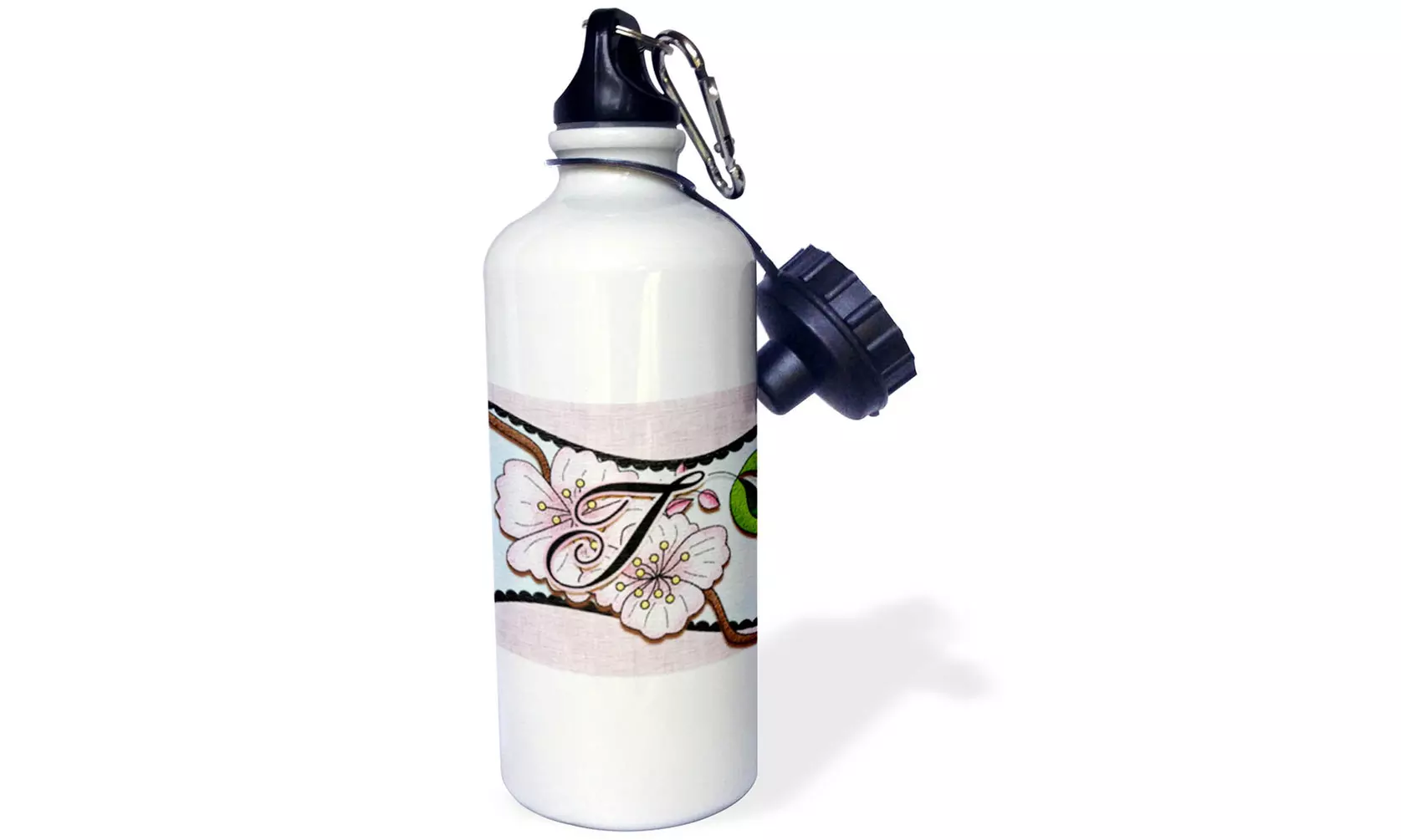  Water Bottle Cherry Blossom Flower Monogram Initial T  - Primary Image