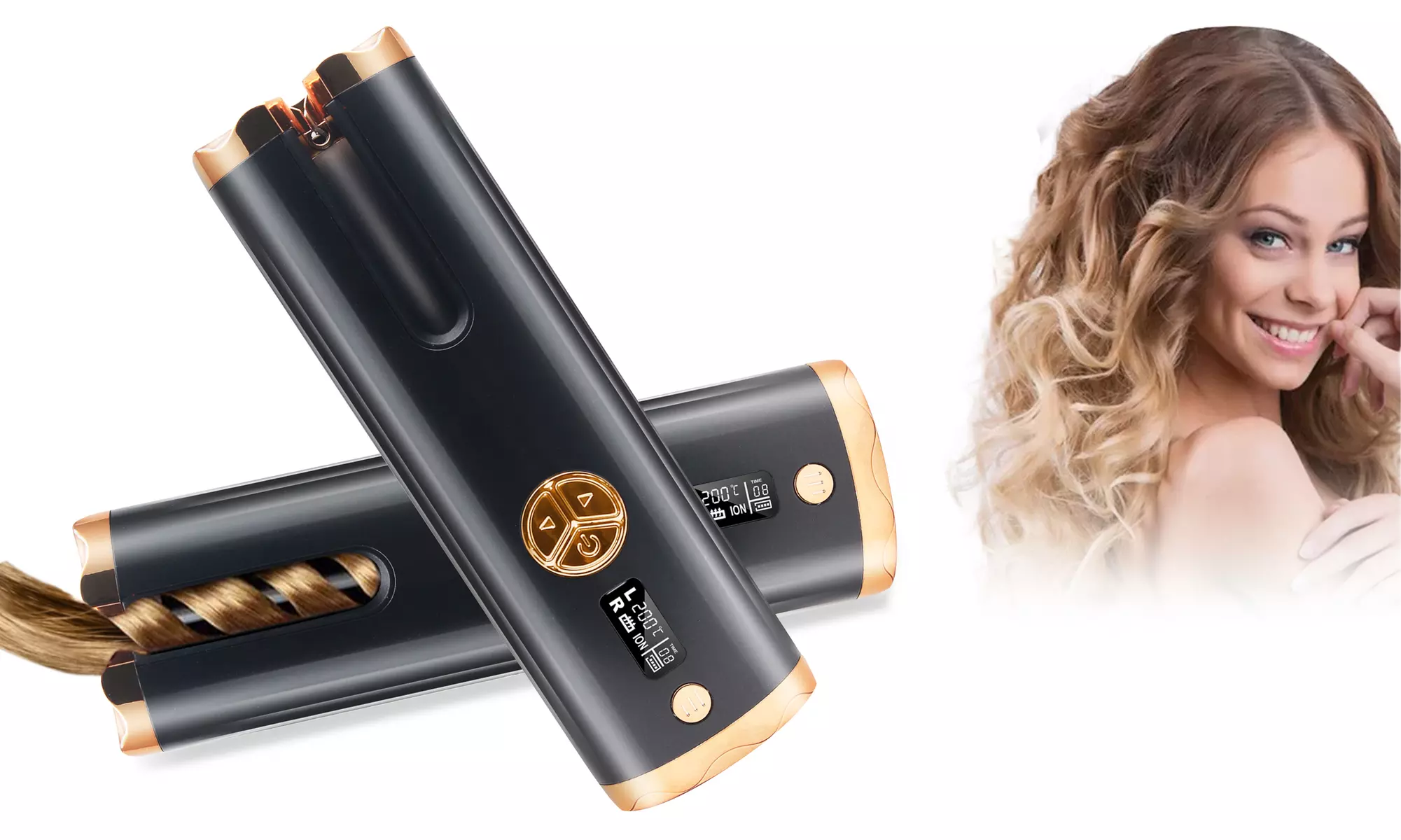 Hair Curling Iron Temperature Adjustable and Heats Up Quickly - Primary Image