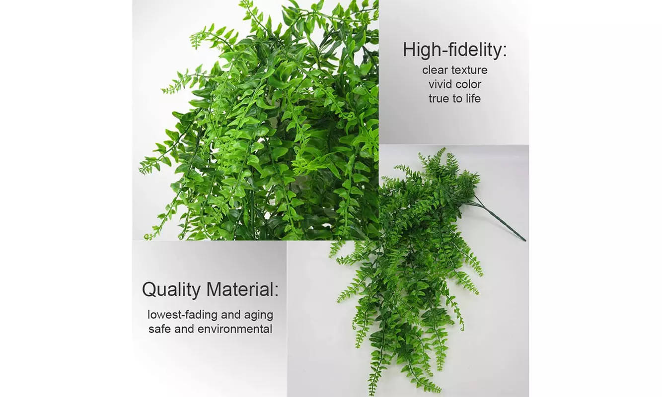 2Pcs Artificial Boston Ferns Hanging Plastic Plants for Wall Wedding Party Decor