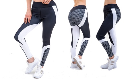 Women Fitness Yoga Pants Sports Sexy Hip-lifting Honeycomb Leggings Clothes L Black