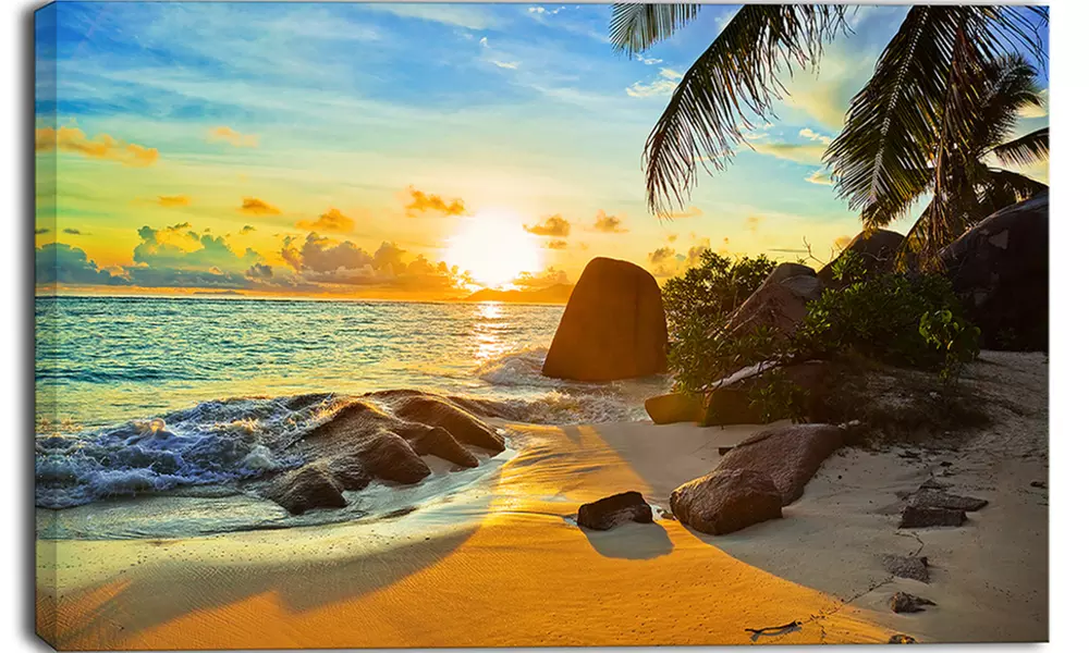 Sunset in Tropical Beach - Landscape Photo Canvas Print - Primary Image