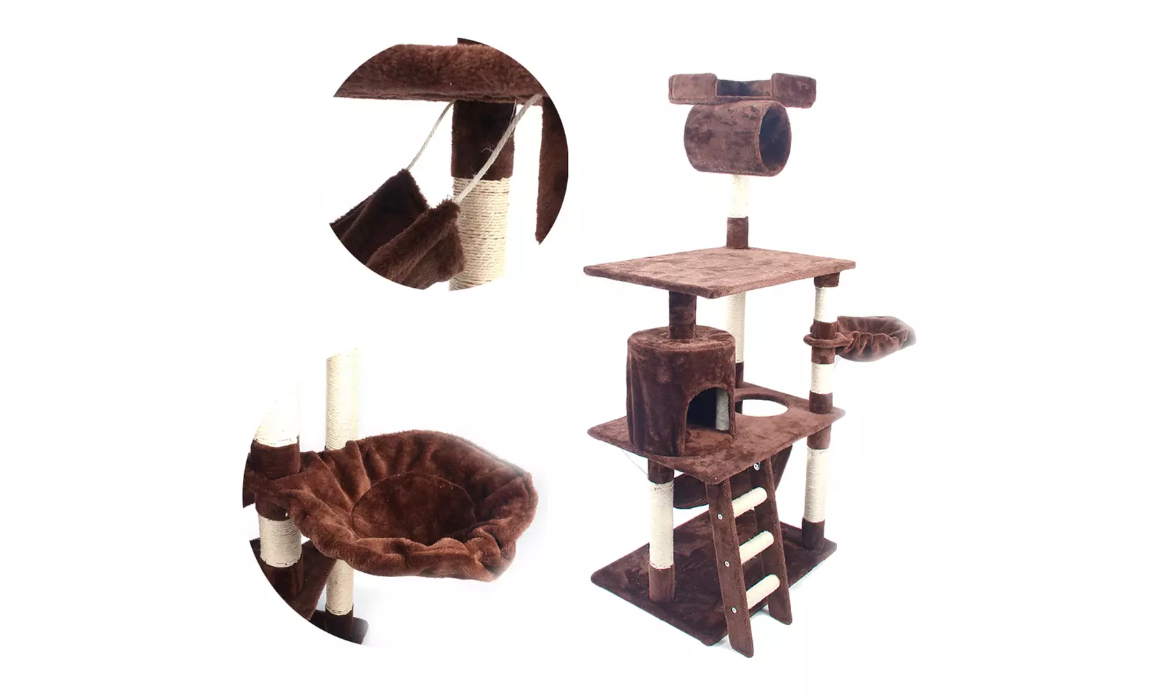 62" Upgrades Cat Furniture Activity Cat Trees Tower Kitty City Pet Club Brown - Primary Image