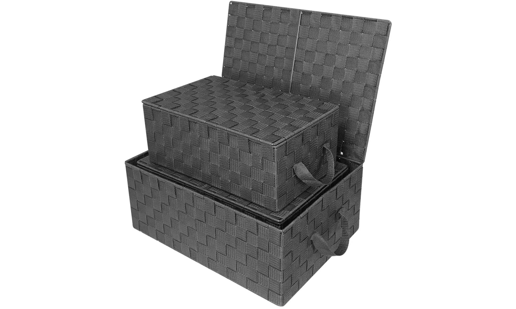 3-Pack Storage Box w/ Lid for Closet & Shelves - Woven Fabric Basket Organizer