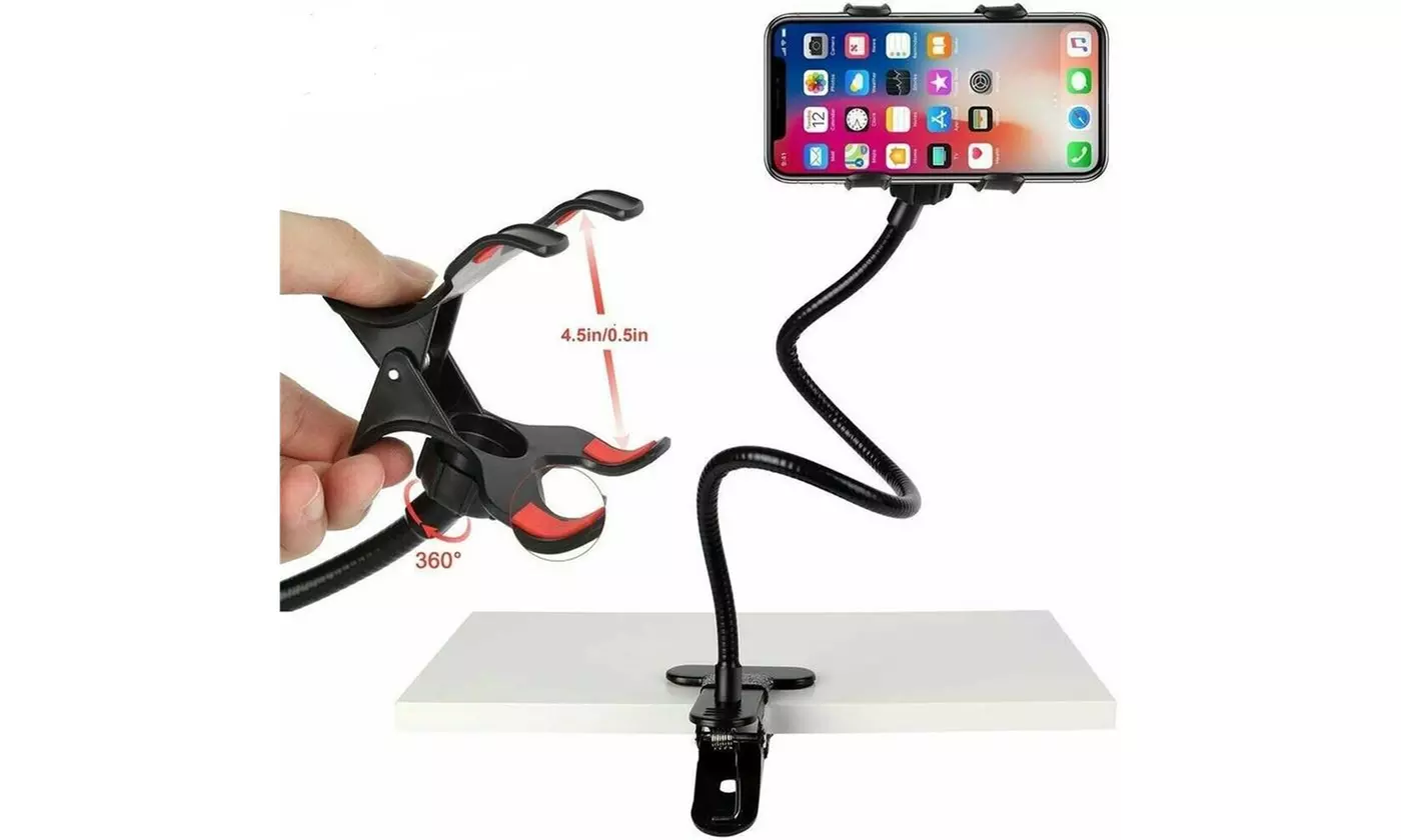 Universal Lazy Mobile Phone Gooseneck Stand Holder Flexible Bed Desk Table Clip - Primary Image