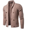 Image 10: New Men's Solid Color Thick Knit Cardigan Sweater Coat