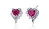 Cupids Grace 1.50 Carats Ruby Heart Shape CZ Earrings in Sterling Silver