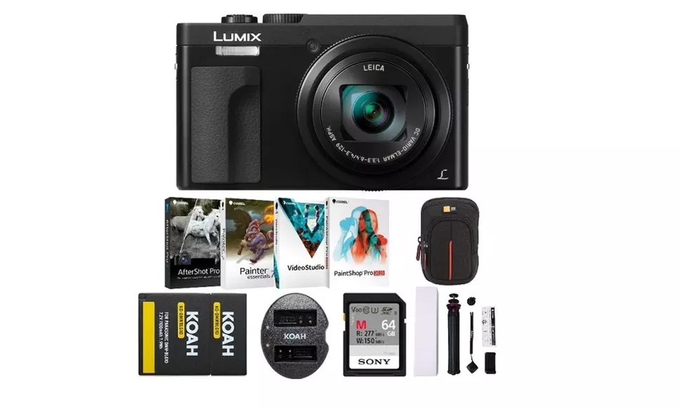 Panasonic LUMIX DC-ZS70 20.3MP 4K Digital Camera (Black) Holiday Bundle - Primary Image